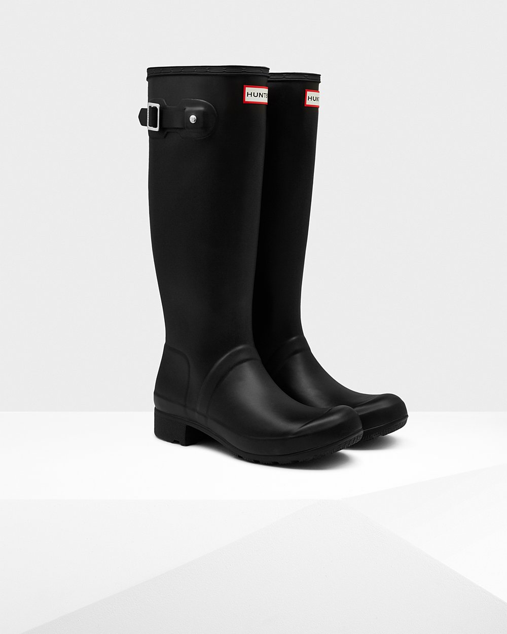 Womens Hunter Original Tour Foldable - Tall Rain Boots Black - 4629-YIKXO